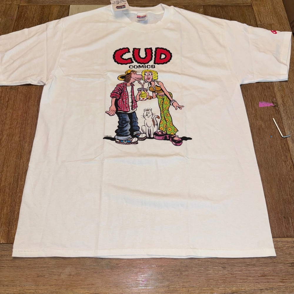 Hanes CUD Comics T-Shirt Mens L White Excellent Vintage Terry LaBan Graphic Tee
